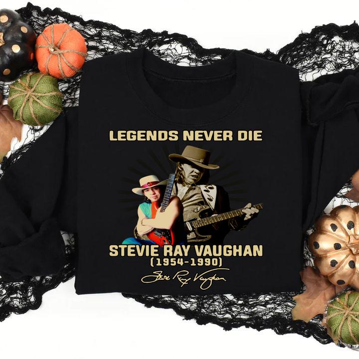Legends Never Die Stevie Ray Vaughan 1954 1990 Signature t-shirt sweatshirt
