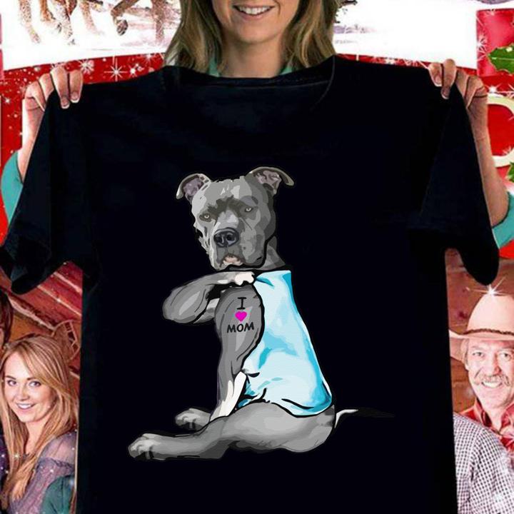 Tattoos Pitbull I love mom t-shirt woman shirt