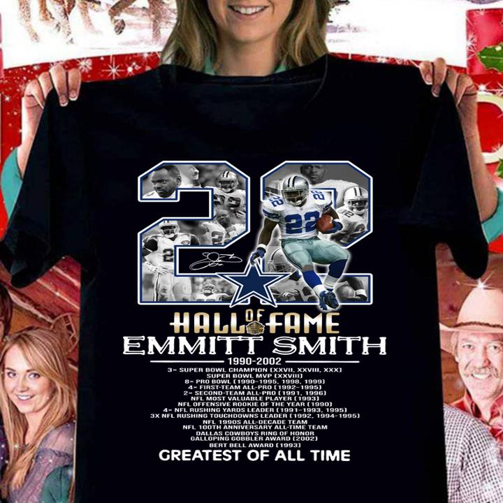 No 22 Emmitt Smith Signature Hall Of Fame 1990 2002 Greatest Of t-shirt woman shirt