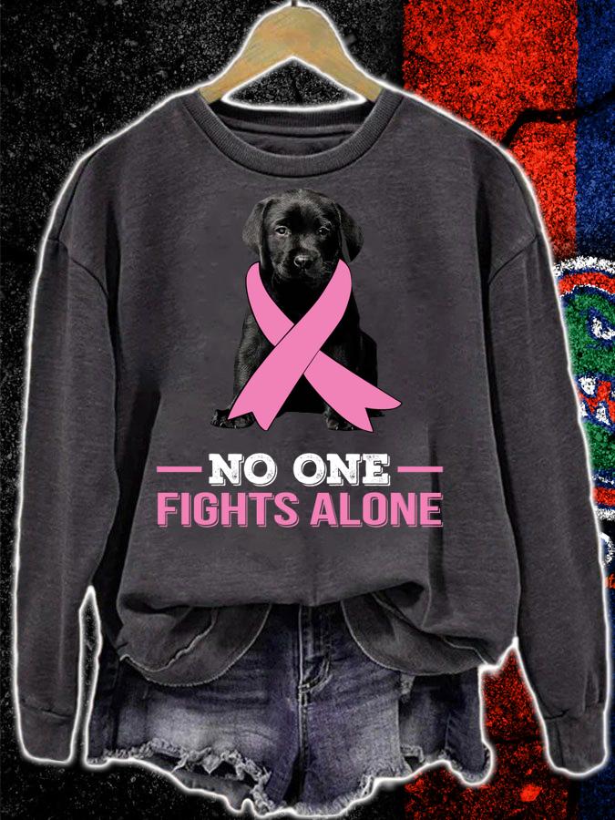 Black Labrador Breast Cancer No One Fights Alone t-shirt sweatshirt