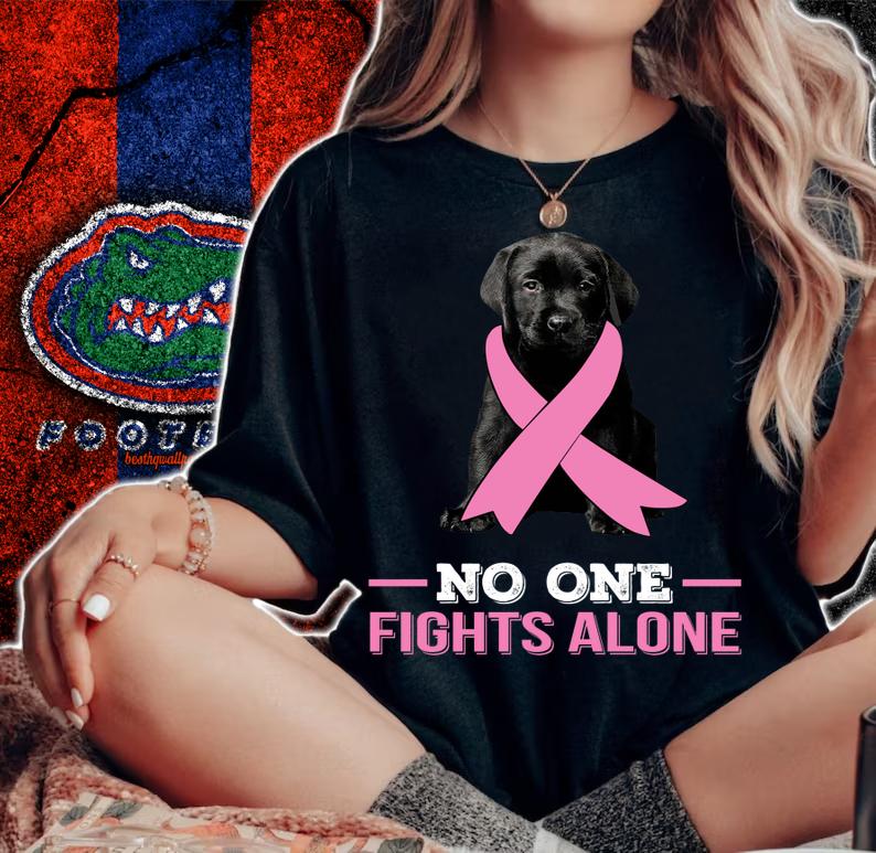 Black Labrador Breast Cancer No One Fights Alone t-shirt woman shirt