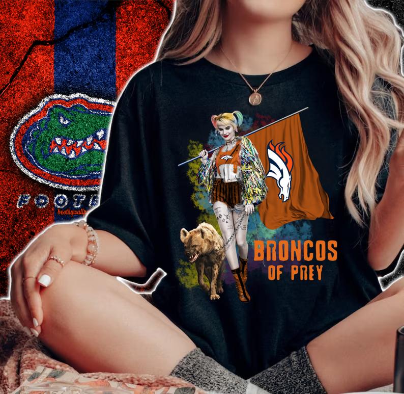 Harley Quinn flag Denver Broncos Of Prey t-shirt woman shirt