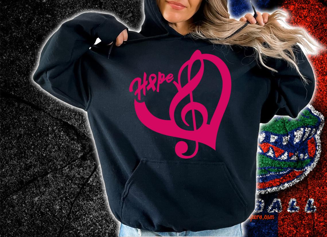 Music Note Heart of Love and Hope - Breast Cancer Awareness t-shirt hoodie
