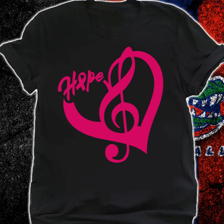 Music Note Heart of Love and Hope - Breast Cancer Awareness t-shirt shirt