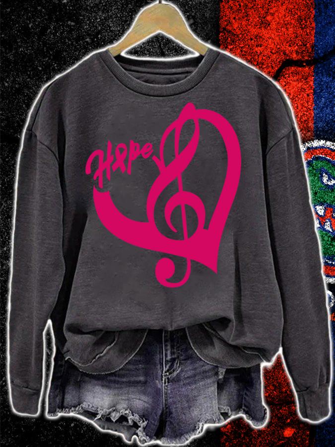 Music Note Heart of Love and Hope - Breast Cancer Awareness t-shirt sweatshirt