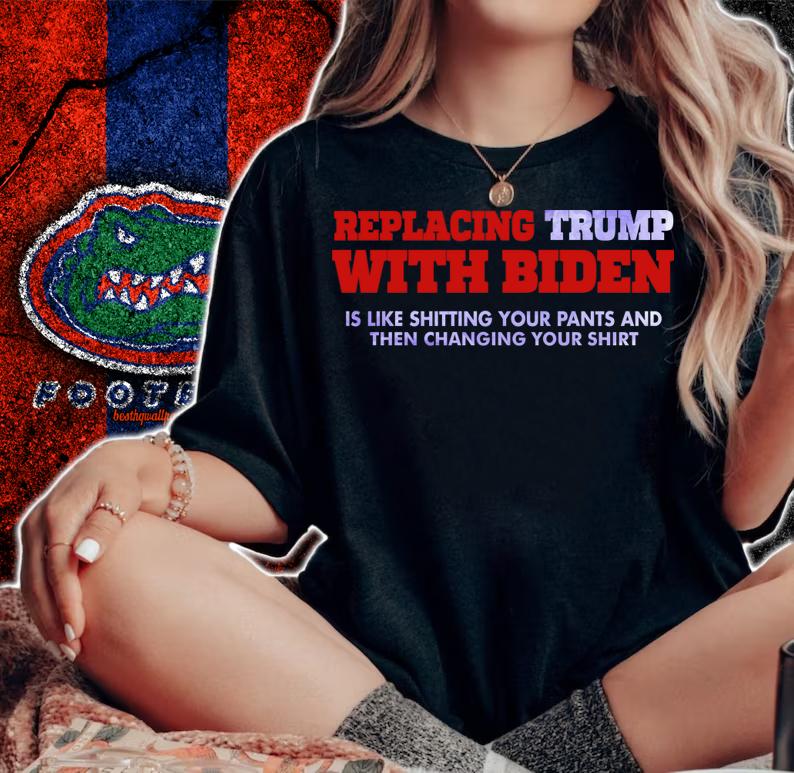 Replacing Trump With Biden Funny t-shirt woman shirt
