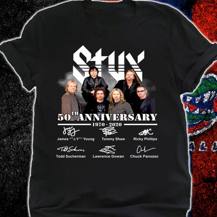 Styx Rock band 50th Anniversary 1970 2020 Signatures t-shirt shirt