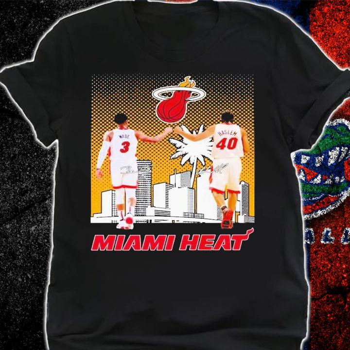 Dwyane Wade and Udonis Haslem Miami Heat signatures t-shirt shirt