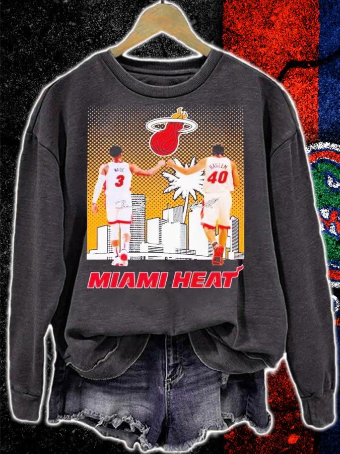 Dwyane Wade and Udonis Haslem Miami Heat signatures t-shirt sweatshirt