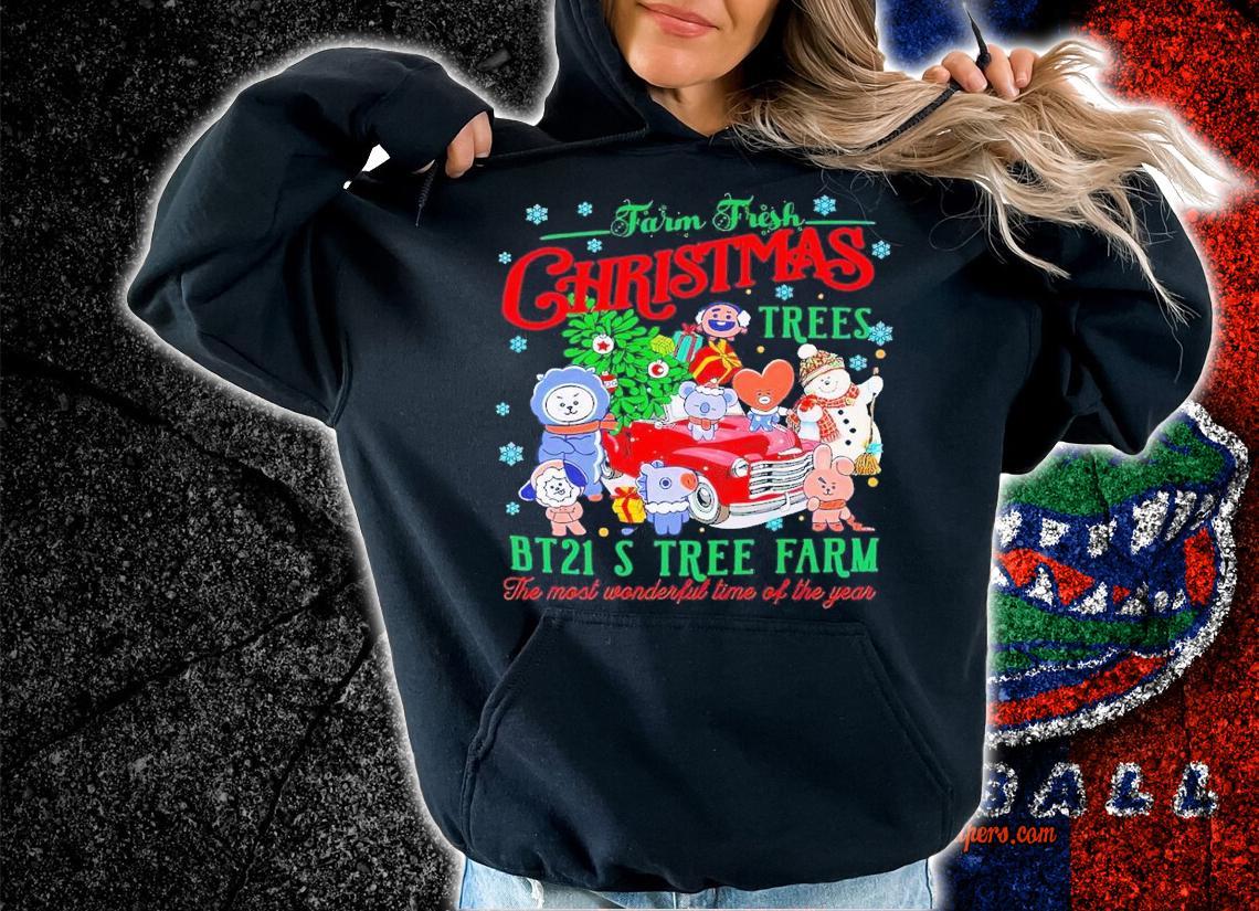 Farm frest Christmas trees BT21s tree farm shirt t-shirt hoodie