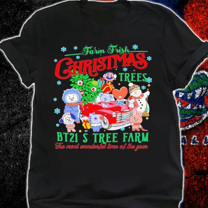 Farm frest Christmas trees BT21s tree farm shirt t-shirt shirt