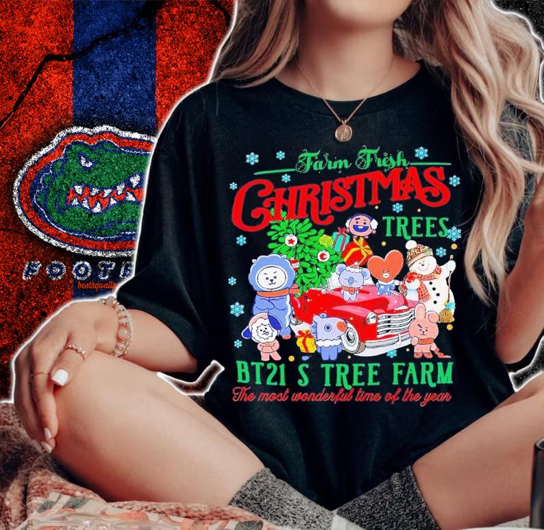 Farm frest Christmas trees BT21s tree farm shirt t-shirt woman shirt