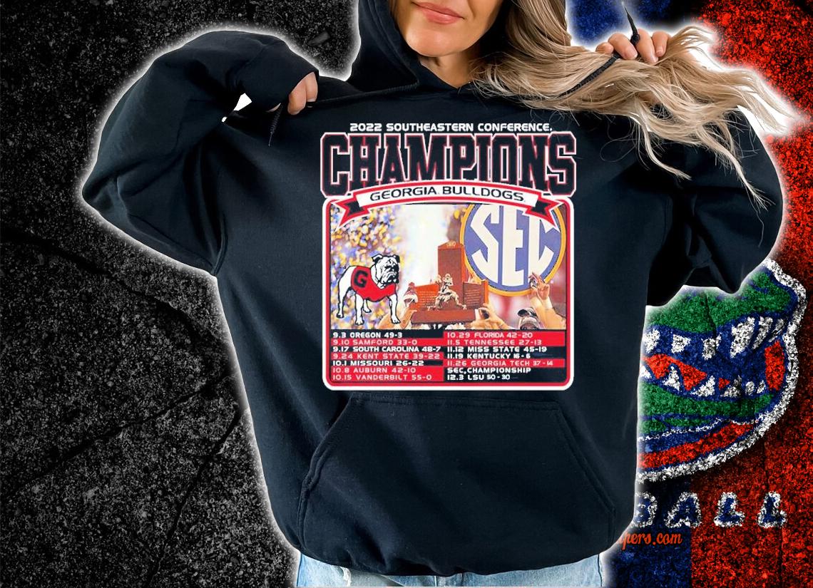 Georgia Bulldogs 2022 SEC Football Conference Champions Recap Shirt t-shirt hoodie