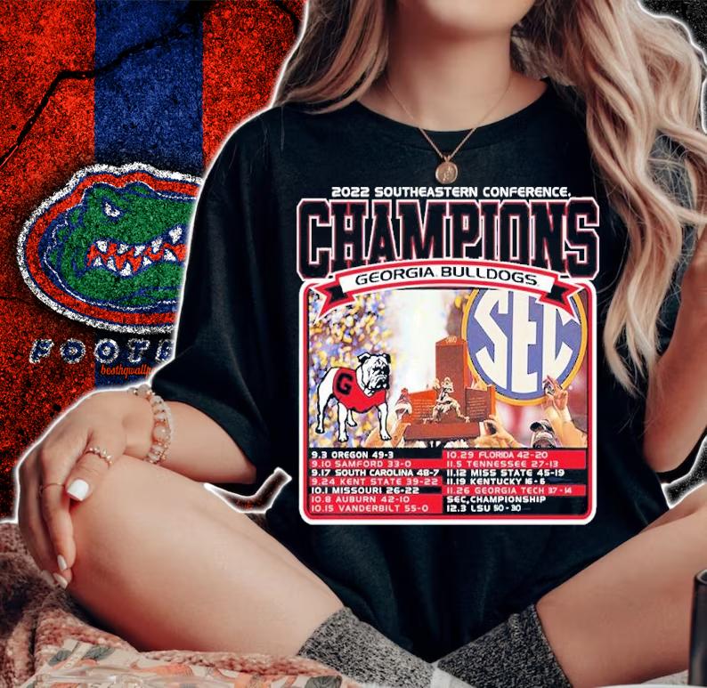 Georgia Bulldogs 2022 SEC Football Conference Champions Recap Shirt t-shirt woman shirt