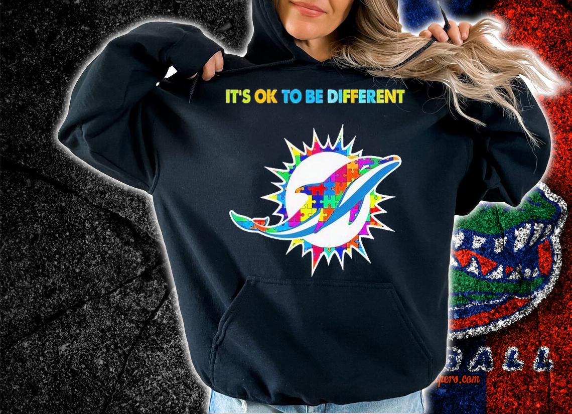 Miami Dolphins Autism it's ok to be different shirt t-shirt hoodie