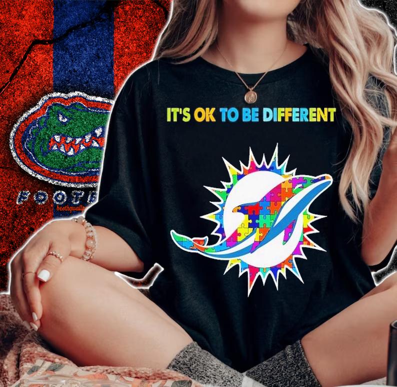 Miami Dolphins Autism it's ok to be different shirt t-shirt woman shirt