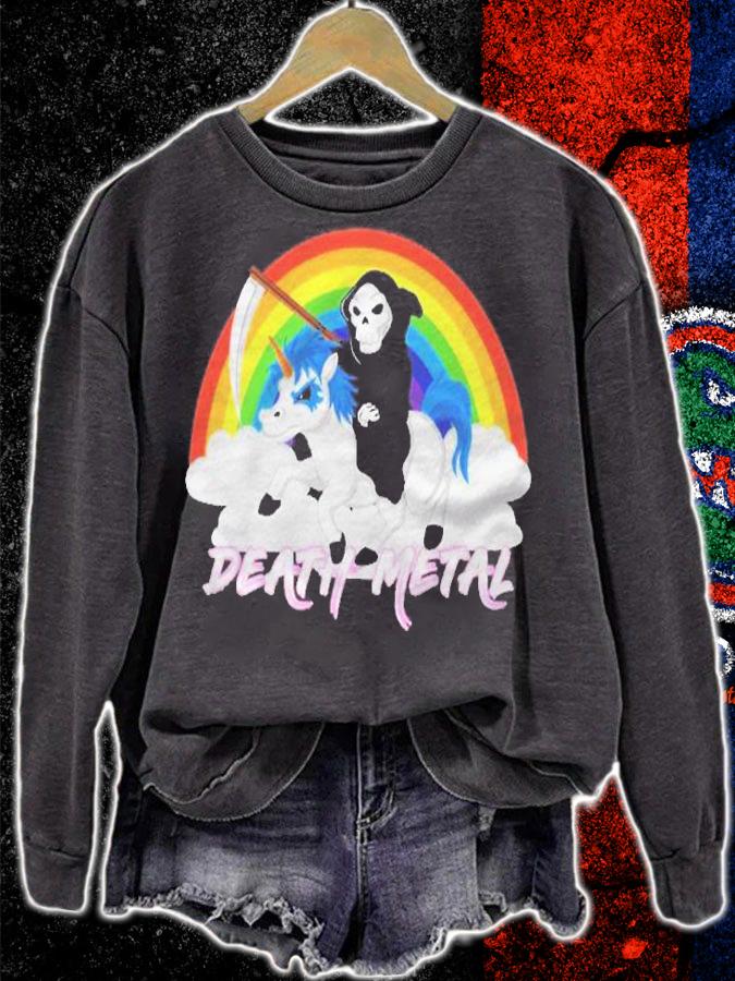 Death Metal Unicorn Death Pullover Shirt