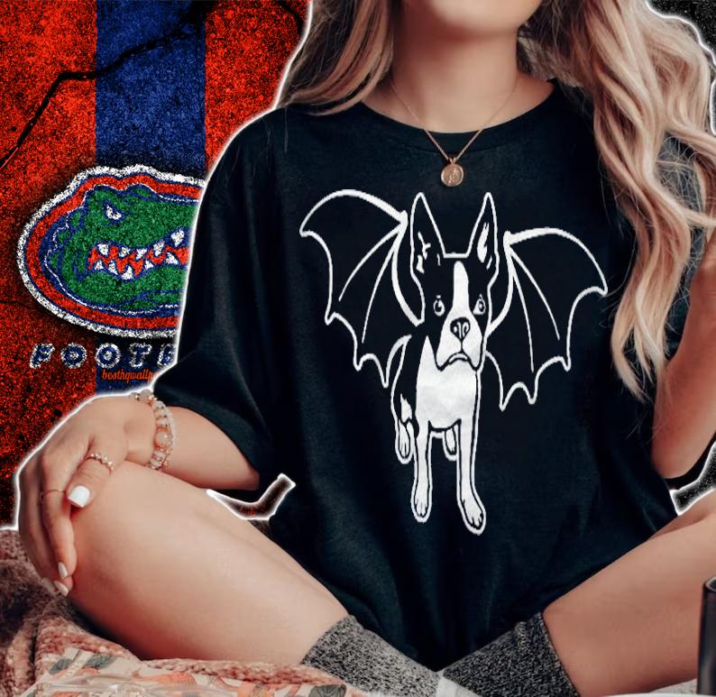 Halloween  Boston Terrier Vampire Bat Shirt woman shirt