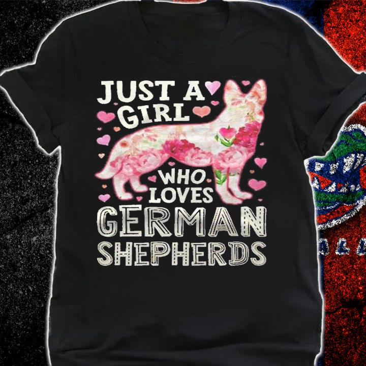 German Shepherd Just A Girl Who Loves Dog Flower Floral Shirt