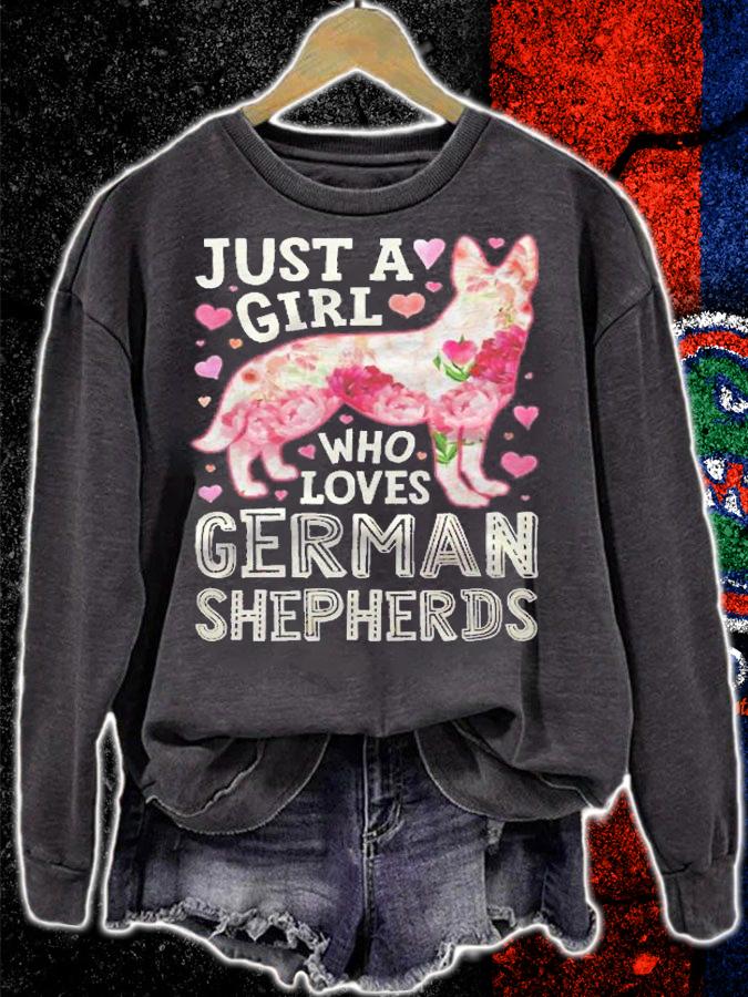 German Shepherd Just A Girl Who Loves Dog Flower Floral Shirt