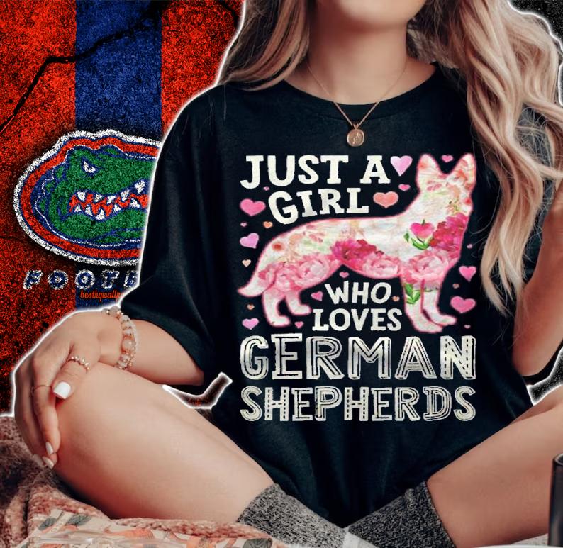 German Shepherd Just A Girl Who Loves Dog Flower Floral Shirt