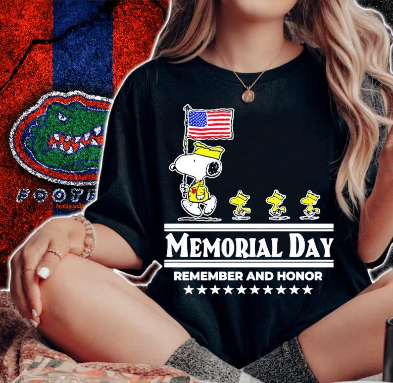 Snoopy and Woodstock memorial day remember and honor shirt