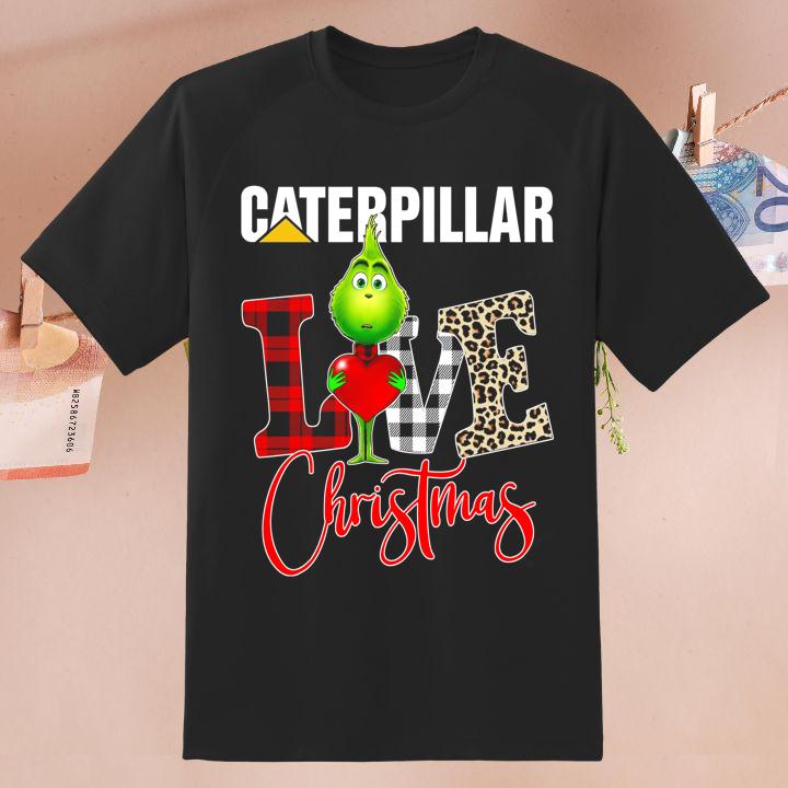 Love Caterpillar Grinch Christmas Leopard T-Shirt