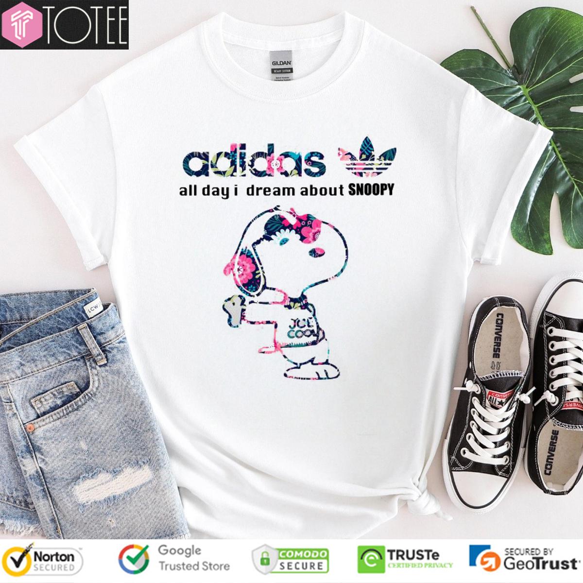 All Day I Dream About Snoopy Parody Adidas Logo T-Shirt
