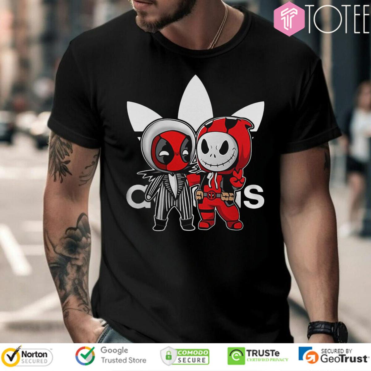 Deadpool Jack Skellington Parody Adidas Logo T-Shirt
