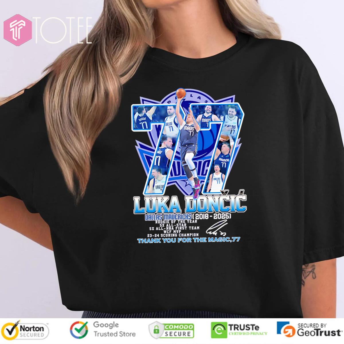 Luka Doncic Dallas Mavericks 7 Years 2018 2025 Signature t-shirt